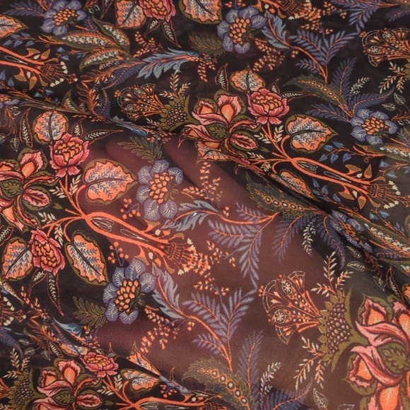 Ecru silk button down elegant blouse floral print - Picture 10 of 10